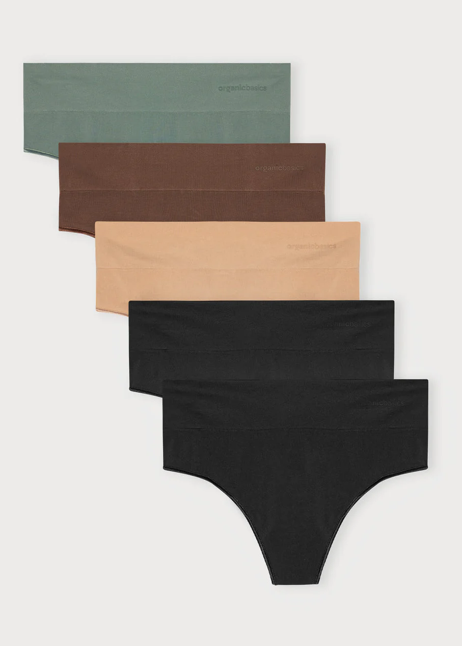 Smooth Thong 5 Pack - Seaweed / Walnut / Hazelnut / Black / Black