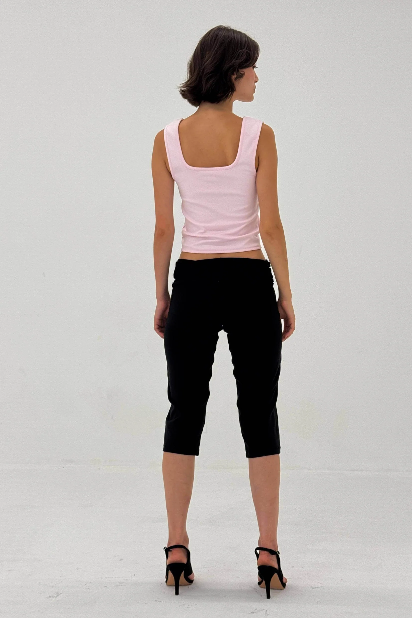 Square Neck Ponte Tank Top - Strawberry Cream - Image 4