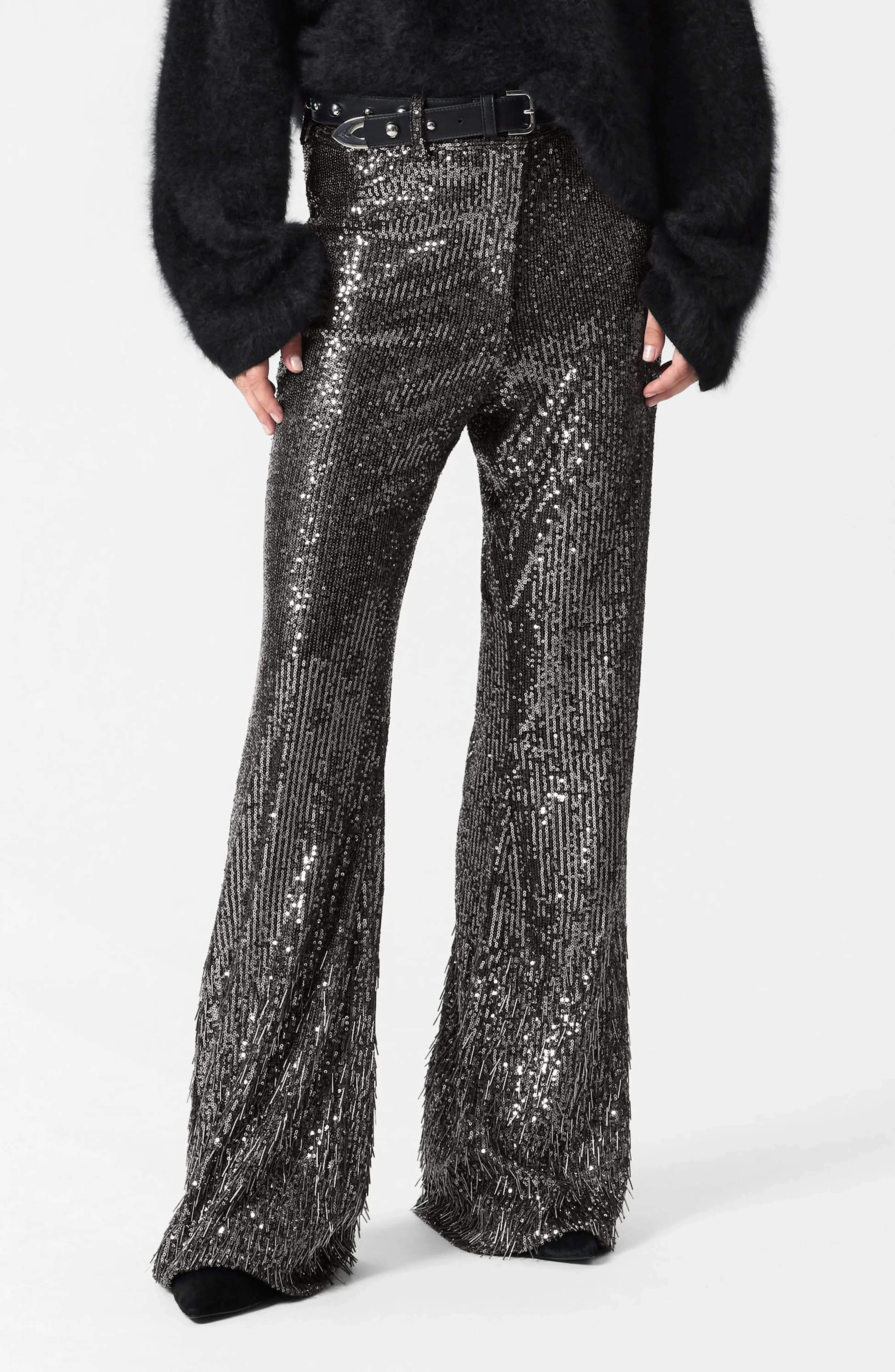 Cher Sequin Trousers - Grey