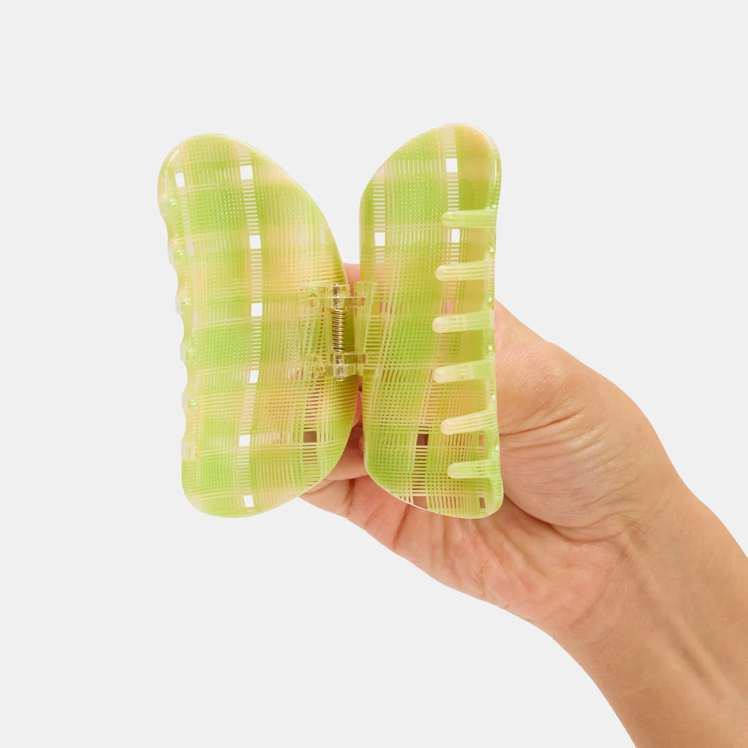 Suki Claw - Lime + Cream Plaid - Image 5