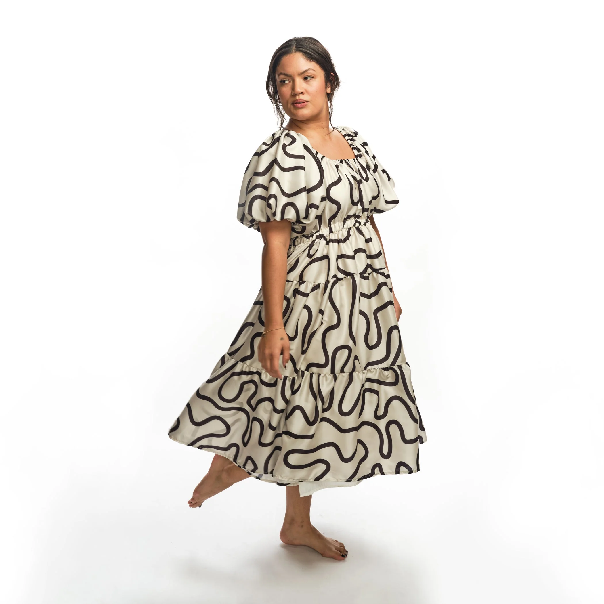 Suzy Dress - Black/Ivory Squiggle