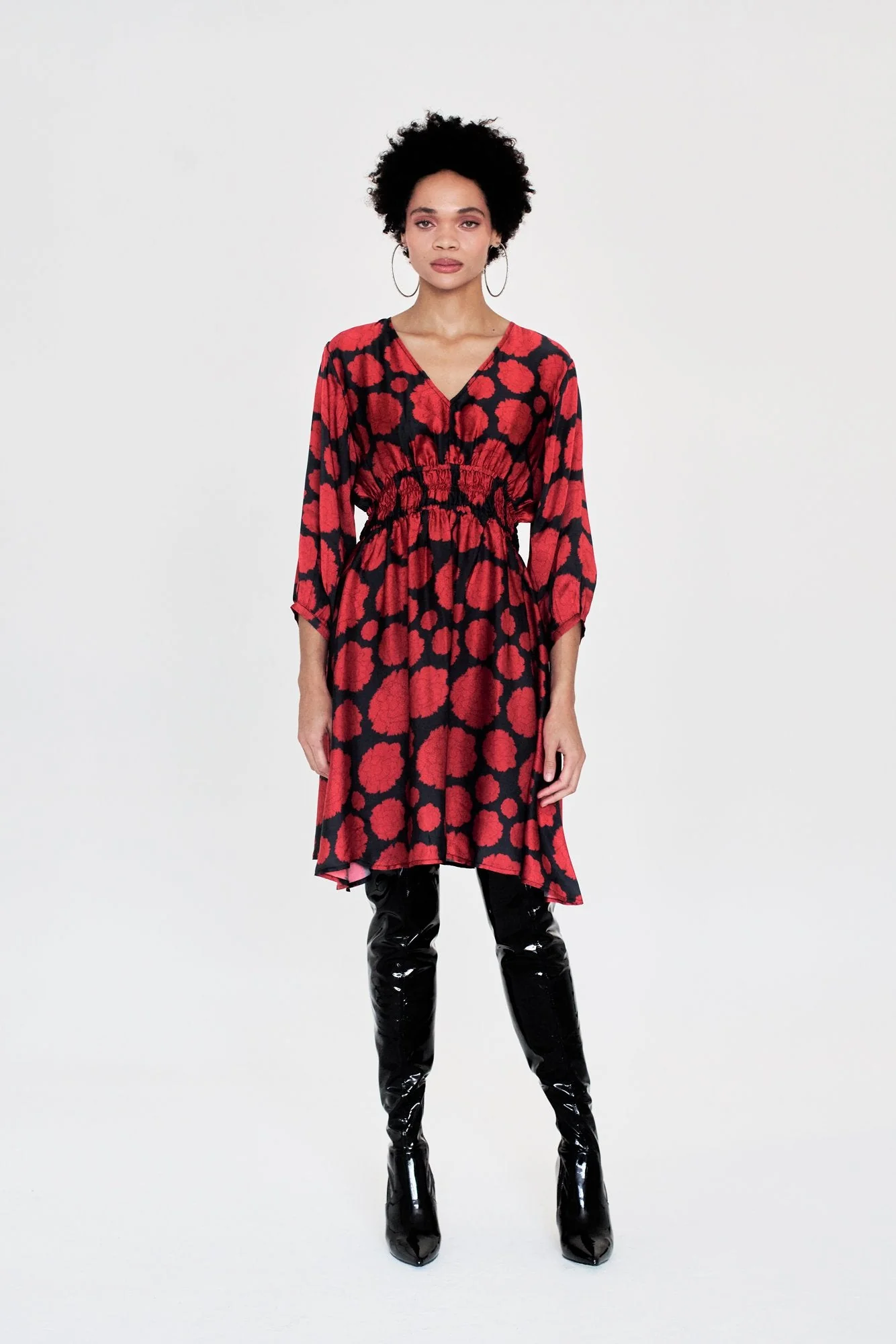 Swan Dress - Carnation Dot