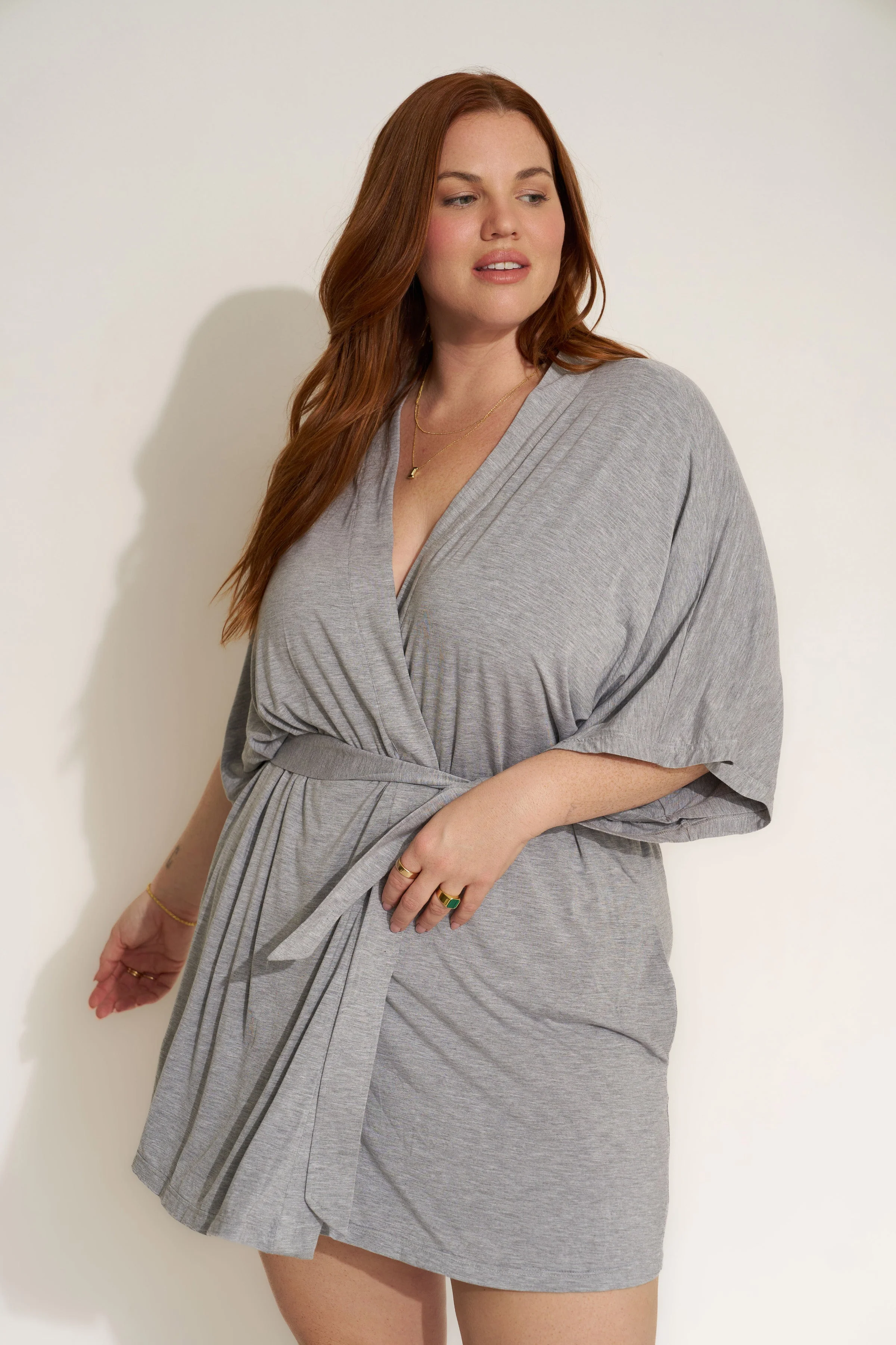 The Jersey Short Robe - Heather Grey - Image 3