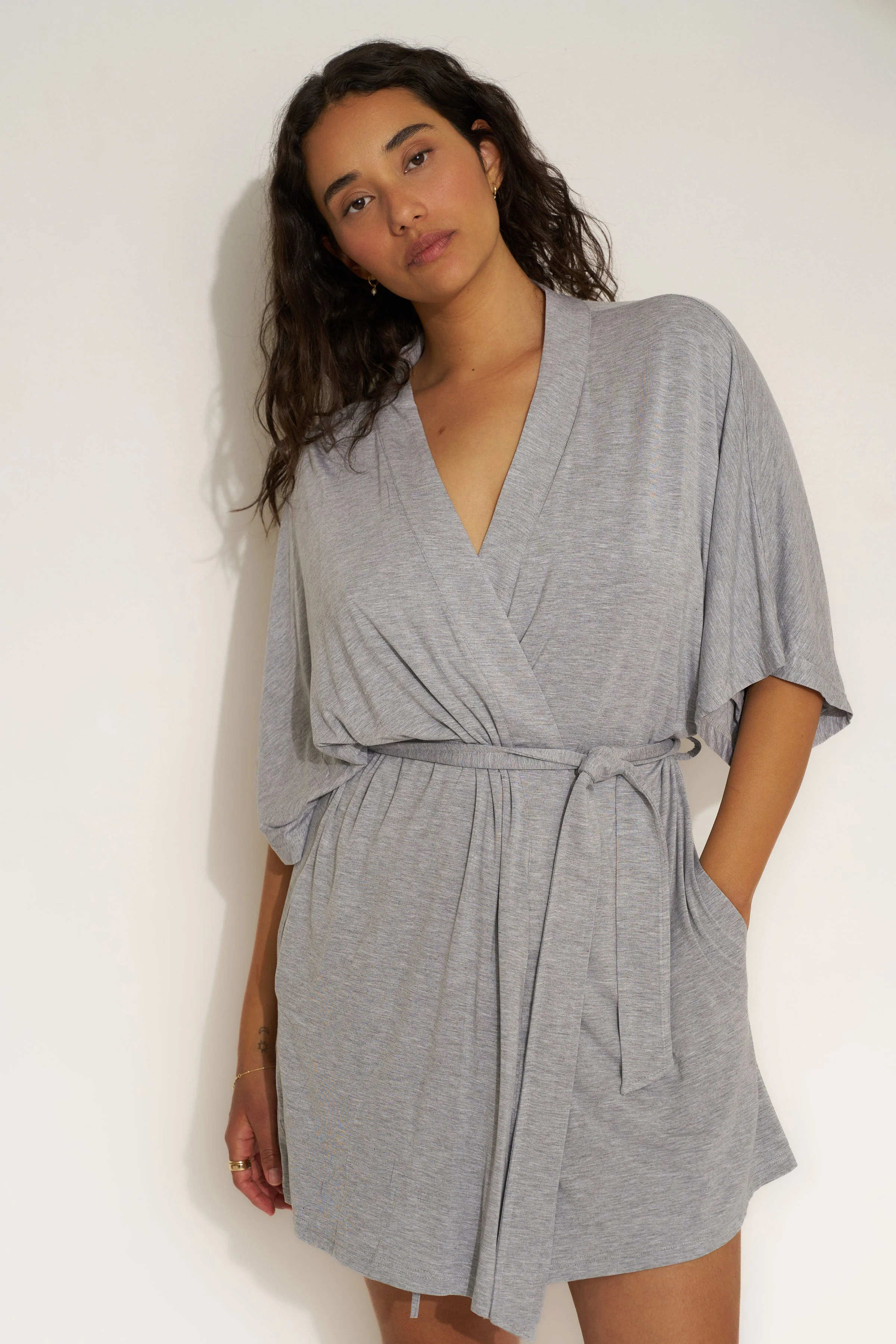 The Jersey Short Robe - Heather Grey - Image 7