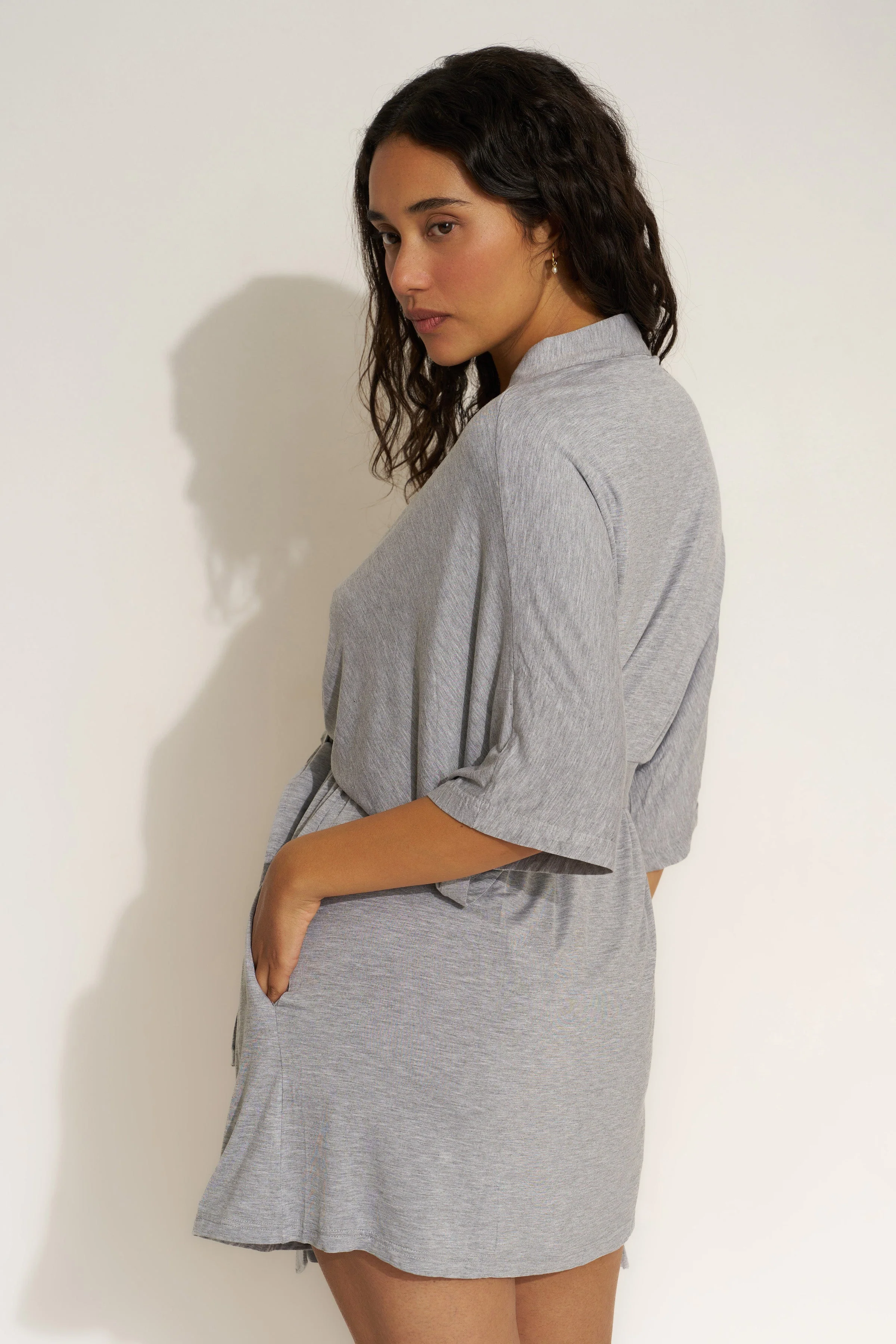 The Jersey Short Robe - Heather Grey - Image 9