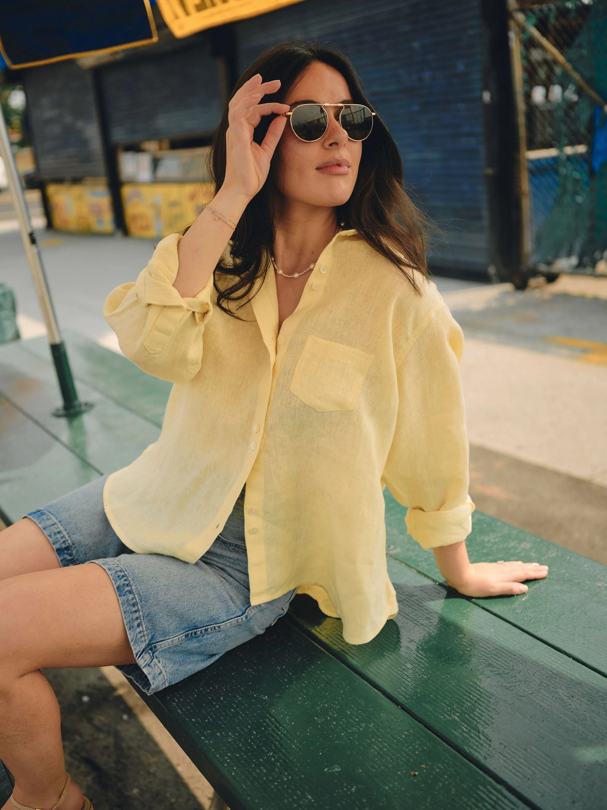 The Chacha Petite Oversized Button Down Shirt - Butter