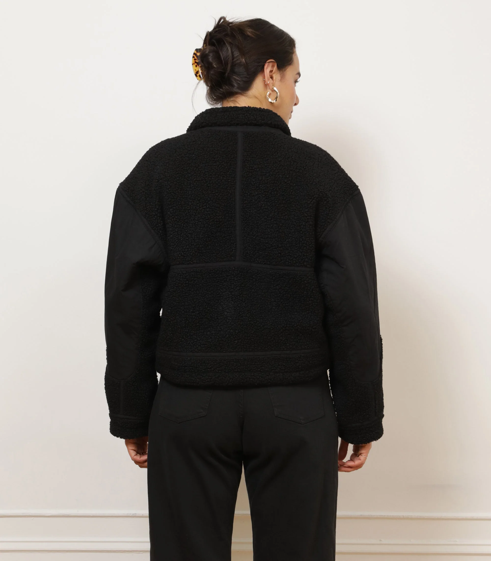 Vanessa Shearling Bomber Jacket - Black - Image 2