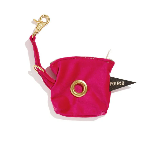 Velvet Poop Bag Pouch - Pink