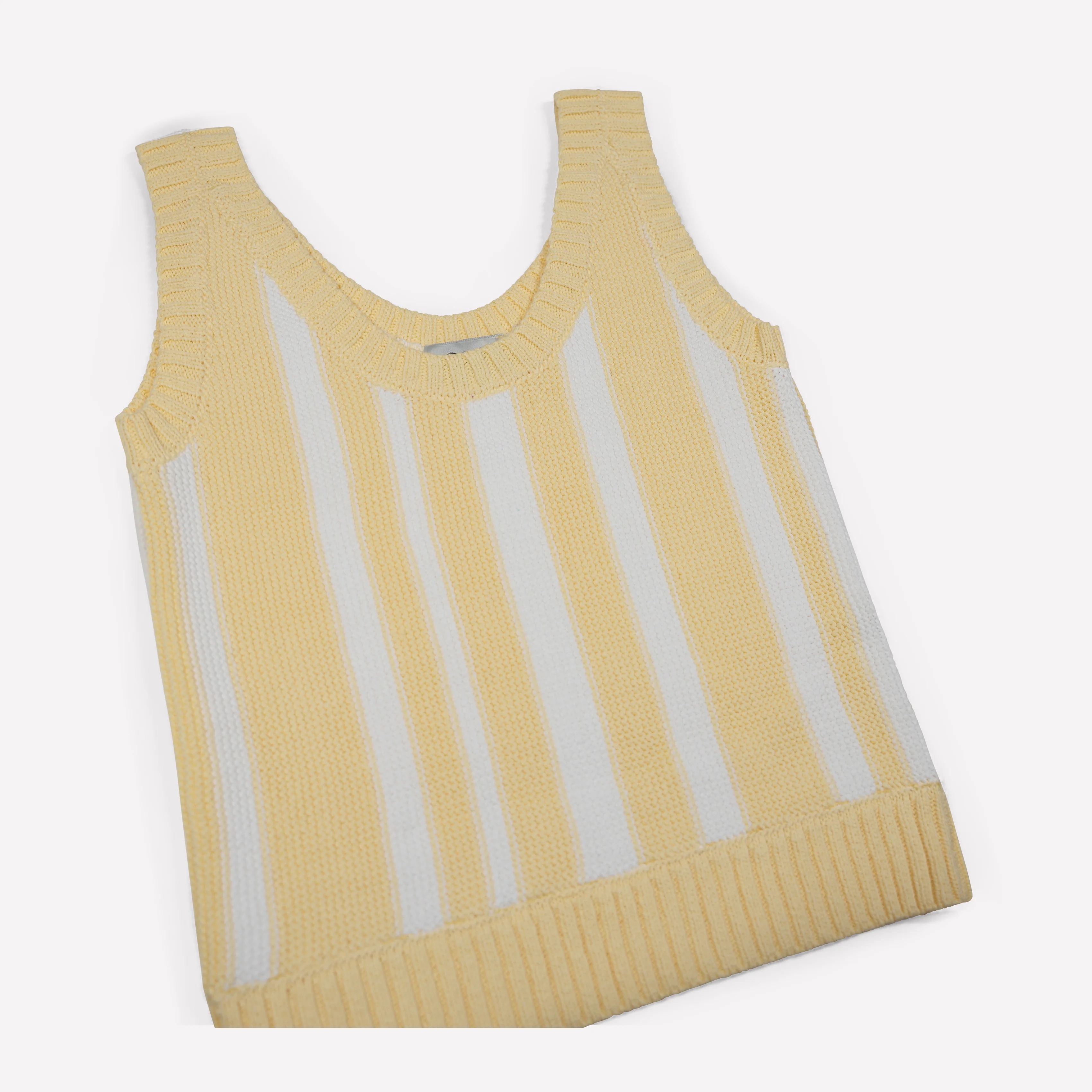 Vertical Stripe Tank Top - Light Yellow & White - Image 2