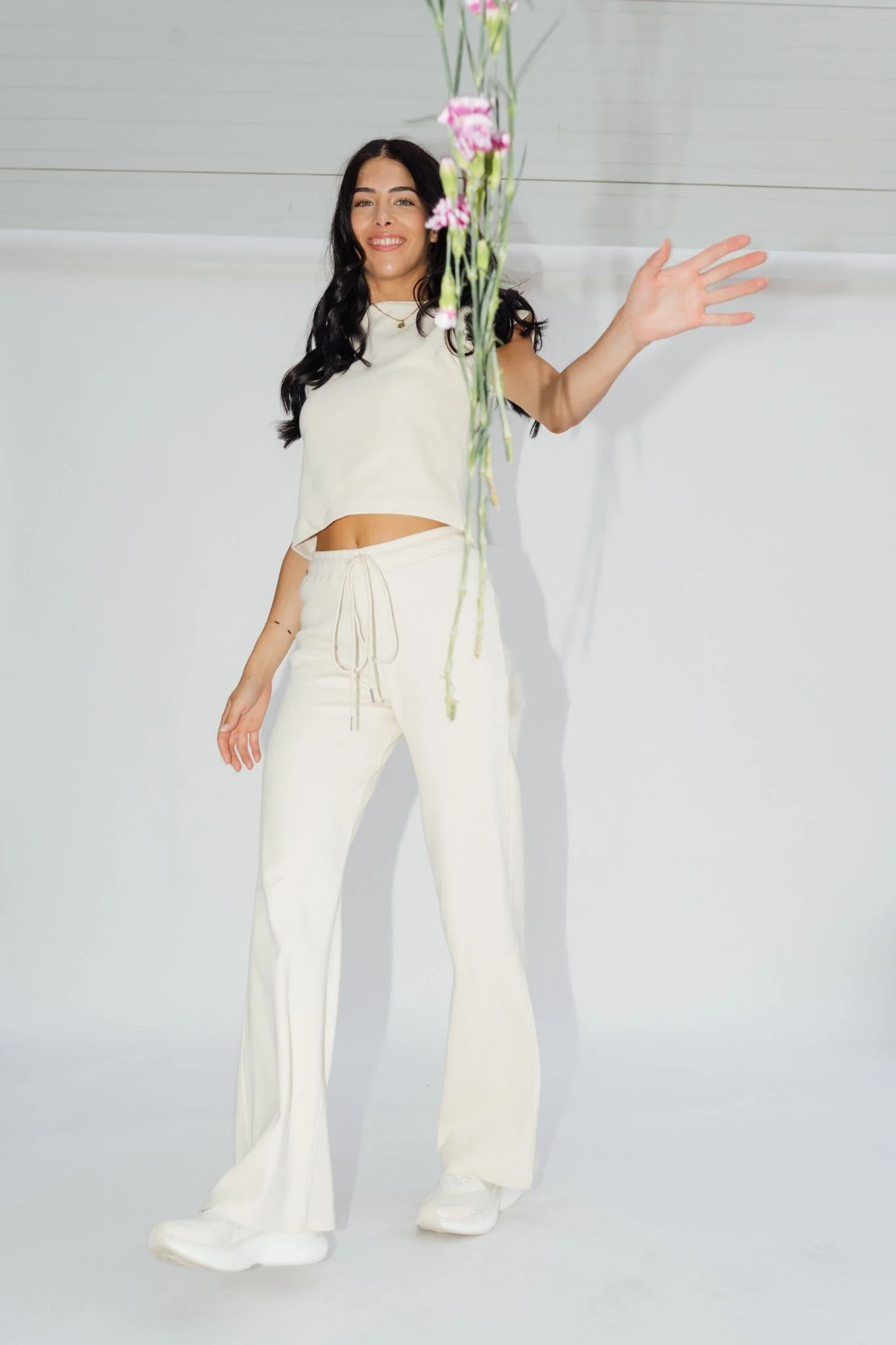 Wide Leg Lounge Pants Cream - Image 4