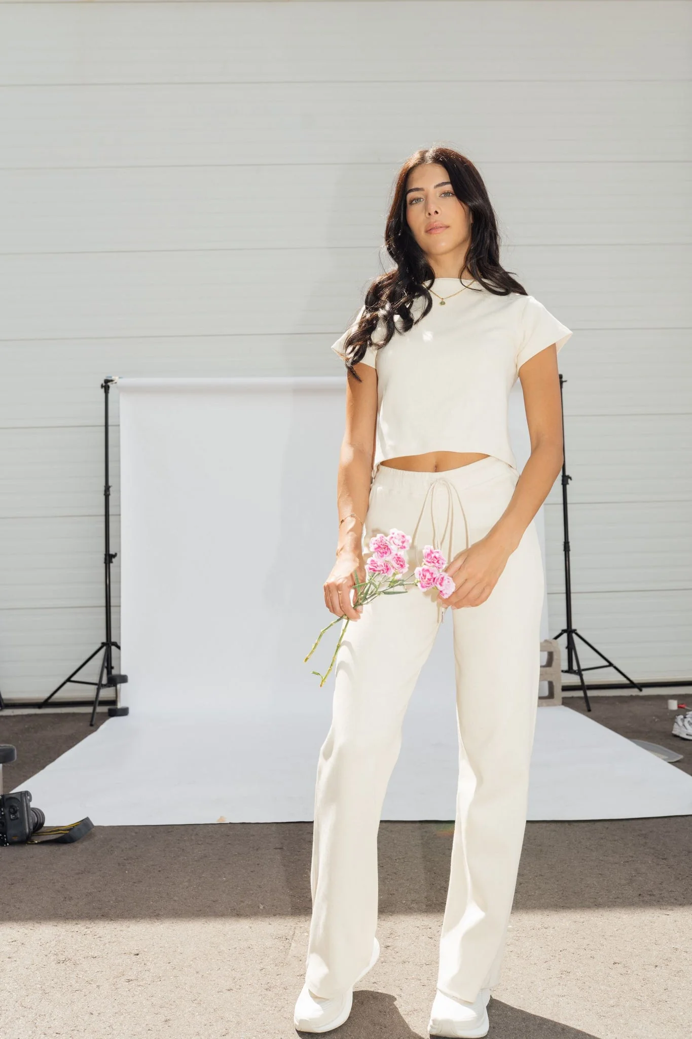 Wide Leg Lounge Pants Cream - Image 5