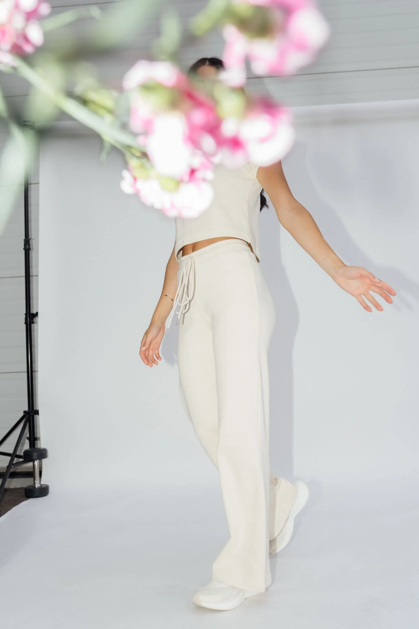 Wide Leg Lounge Pants Cream - Image 6
