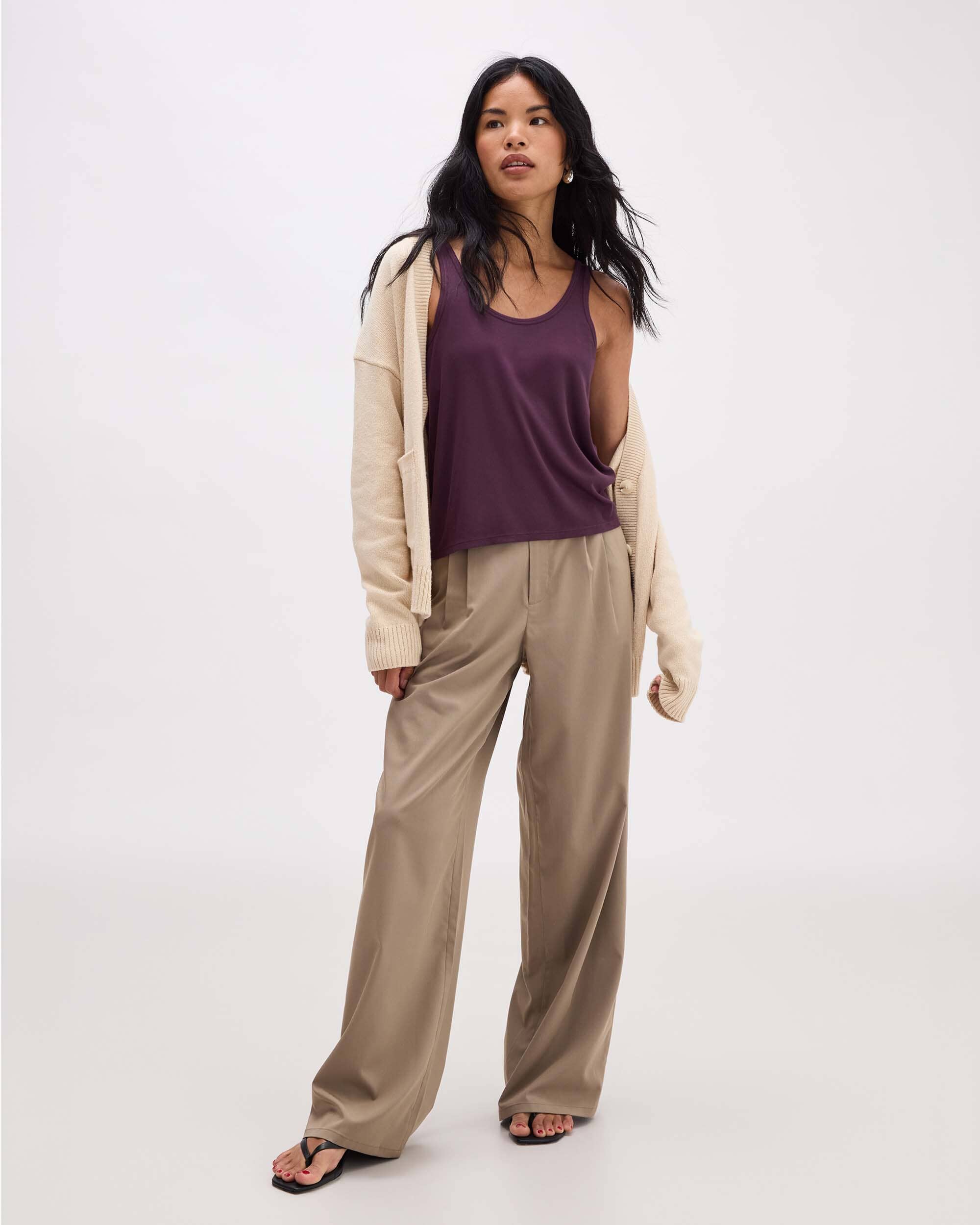 Baby Rib Scoop Tank - Plum Wine - Image 2