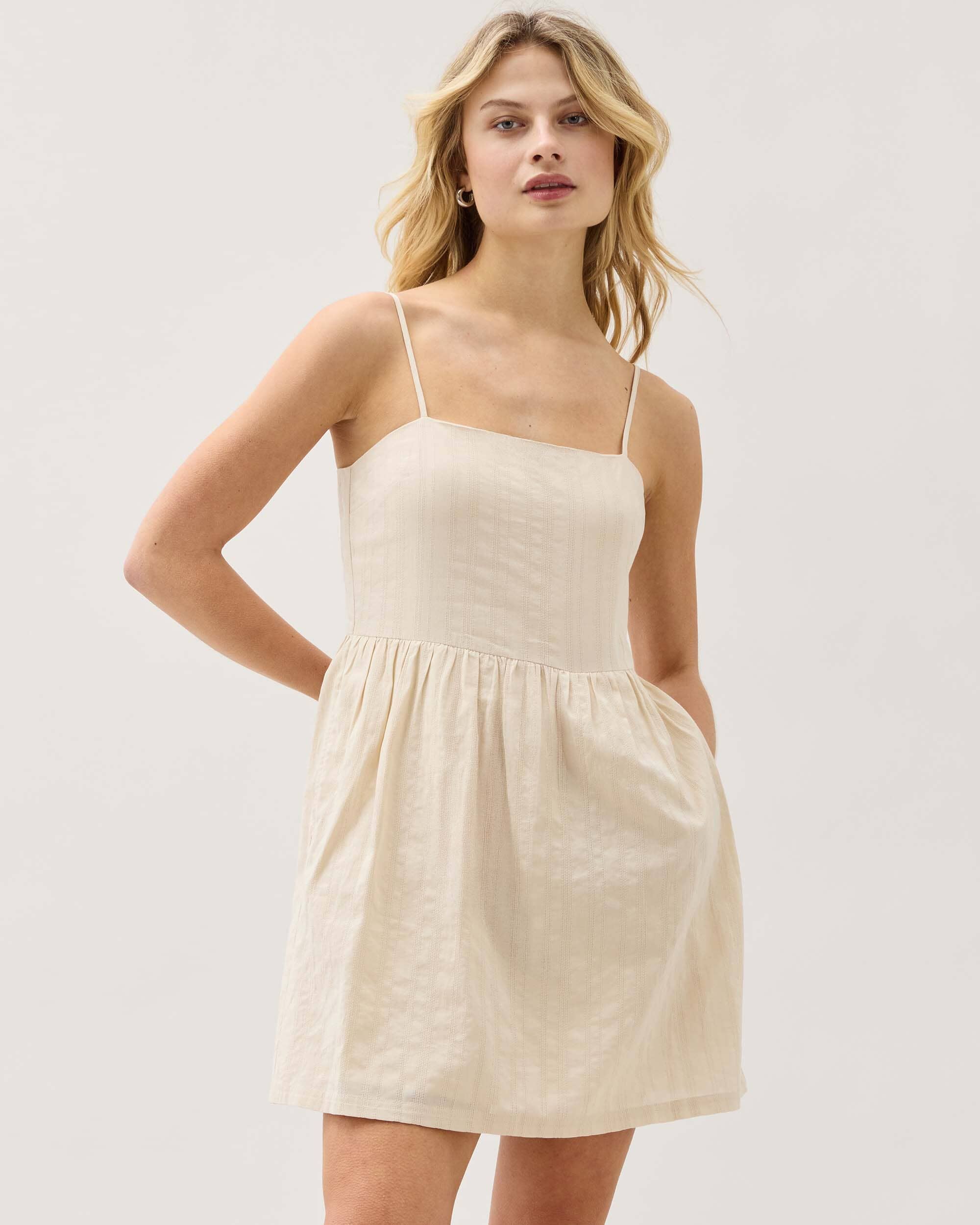 Cardiff Mini Dress - Oat Milk - Image 3