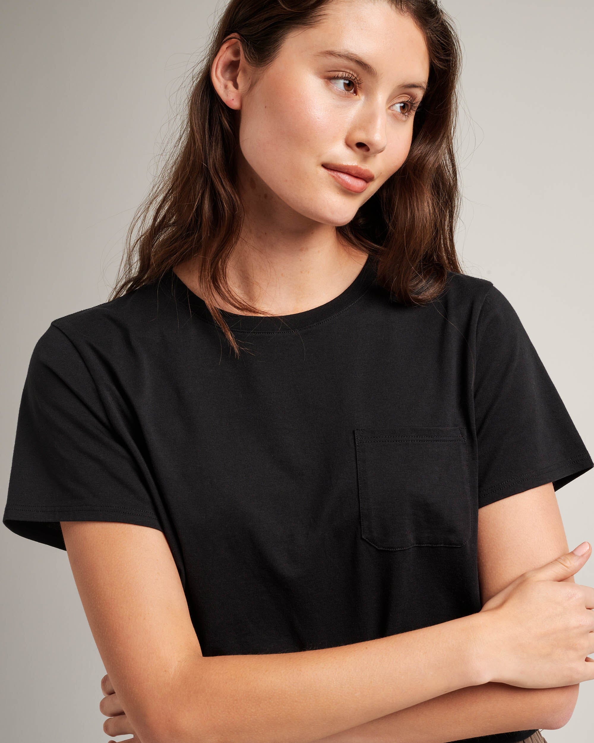Pima Boxy Crop Tee - Black - Image 4