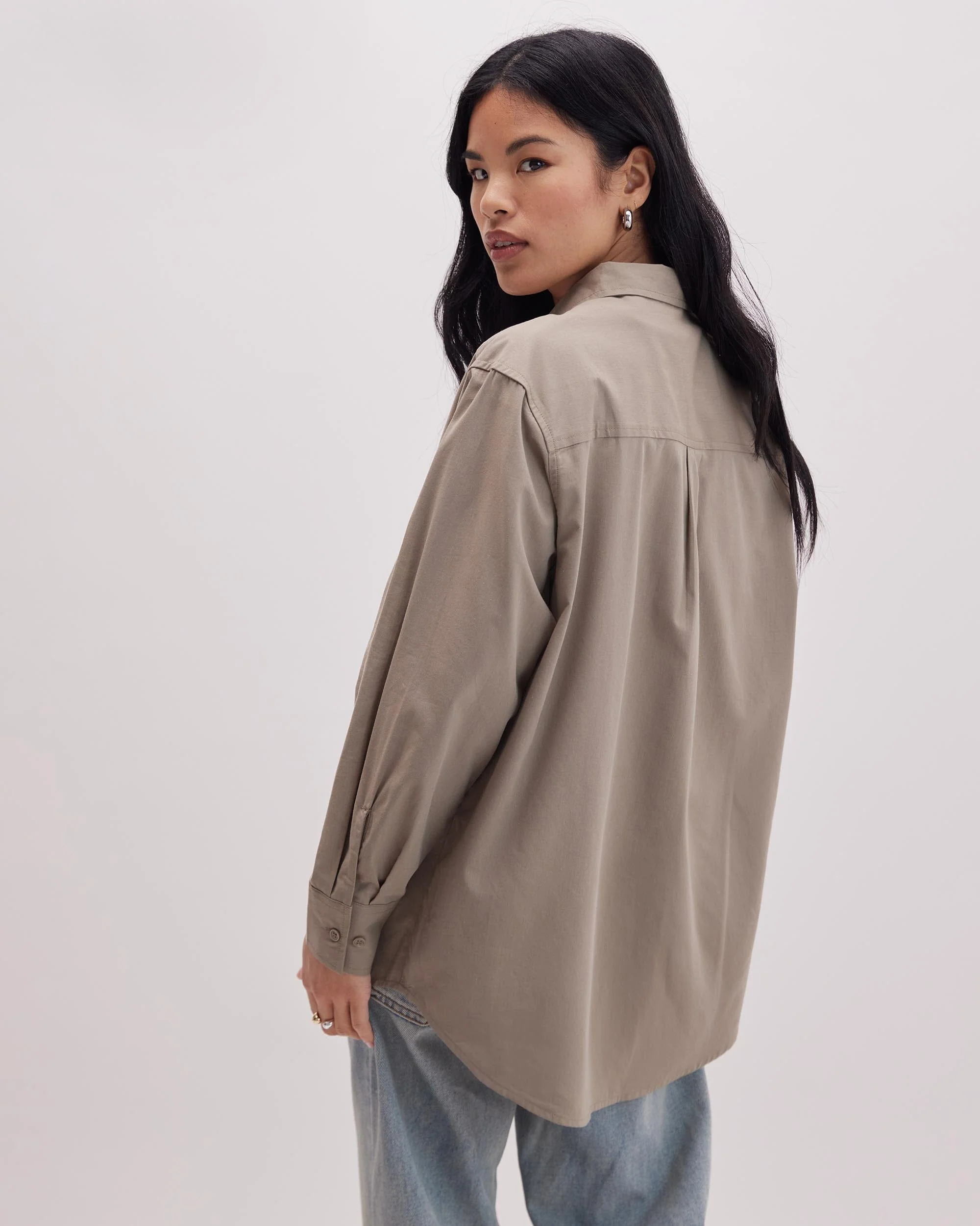 Venice Button Up Shirt - Warm Grey - Image 4