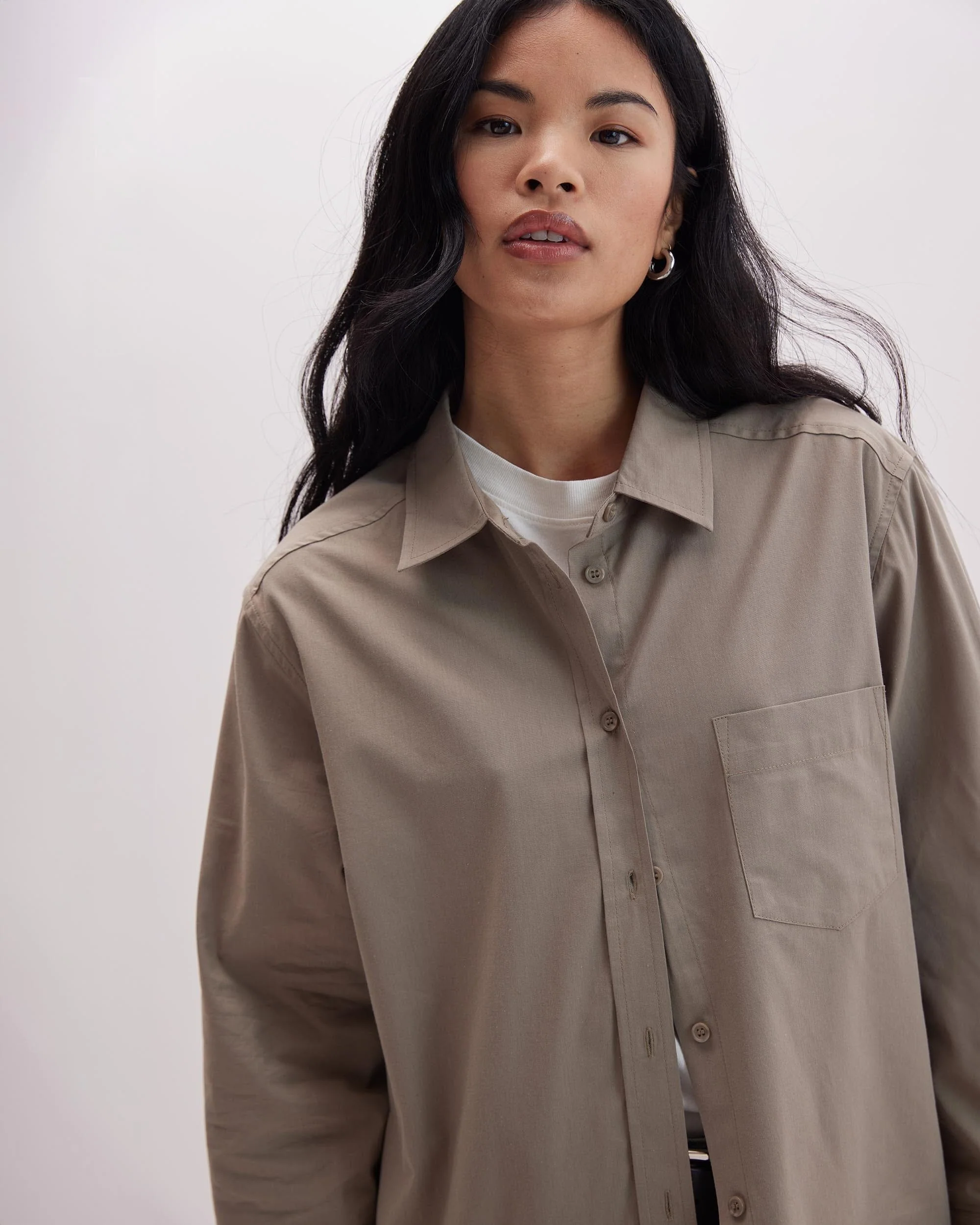 Venice Button Up Shirt - Warm Grey - Image 5